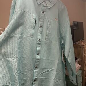 Drake Teal Striped Shirt
